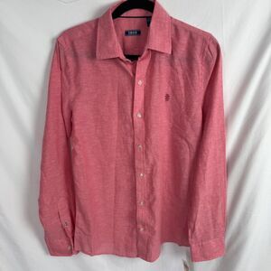Izod Men's Button Up Shirt Size Small Coral Long Sleeves NEW